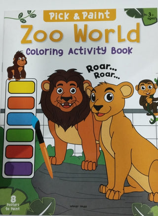Pick And Paint Coloring Activity Book For Kids : Zoo World