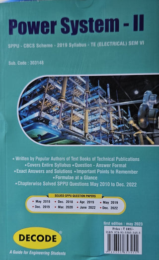 SPPU 19 कोर्ससाठी पॉवर सिस्टम-II (TE - VI - इलेक्ट्रिकल - 303148) (डीकोड) (END SEM)